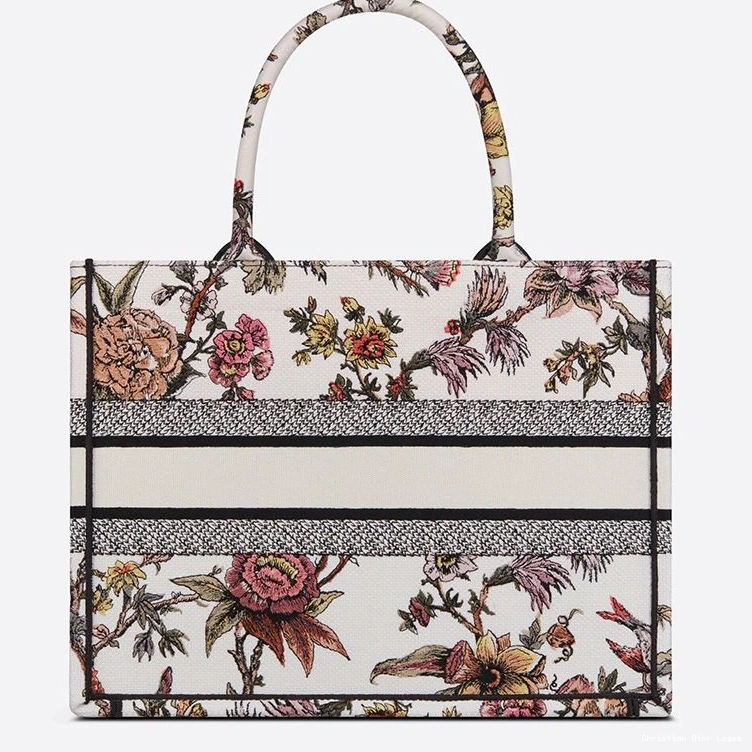 Cheap Jardin White Canvas Book Botanique Motif Tote Dior 0722 Luxury
